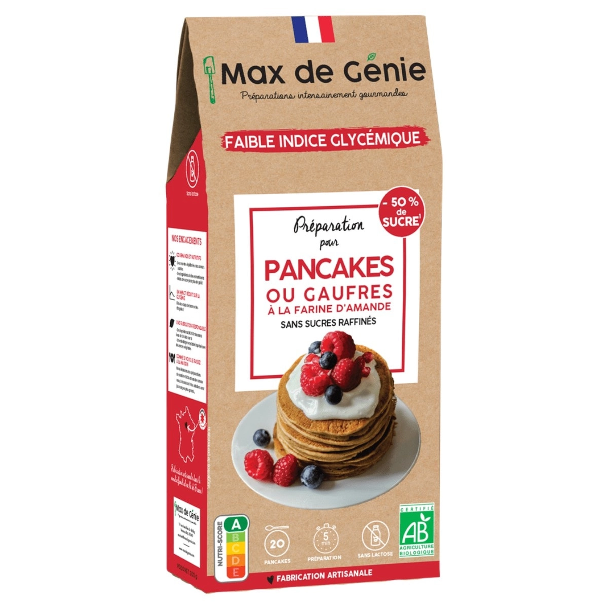 Préparation Pancakes & Gaufres Max de Génie – Pancakes Faible Indice Glycémique à la Farine d’Amande